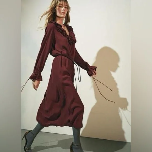 ZARA ~  Frill Midi Dress ZW Collection - Picture 4 of 11